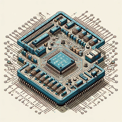 Ilustração de um chip de computador destacando as interconexões responsáveis por operações lógicas, aritméticas e troca de informação com a unidade de controle.